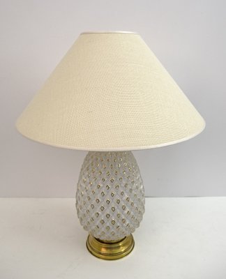 Mid-Century Modern Pineapple Table Lamp in Murano Glass & Brass, Italy, 1970-FER-1410735