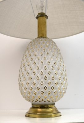 Mid-Century Modern Pineapple Table Lamp in Murano Glass & Brass, Italy, 1970-FER-1410735