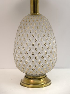 Mid-Century Modern Pineapple Table Lamp in Murano Glass & Brass, Italy, 1970-FER-1410735