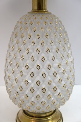 Mid-Century Modern Pineapple Table Lamp in Murano Glass & Brass, Italy, 1970-FER-1410735