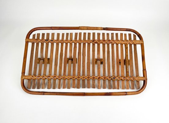 Mid-Century Modern Rattan & Bamboo Coat Rack Stand, Italy, 1960s-LYQ-1171323