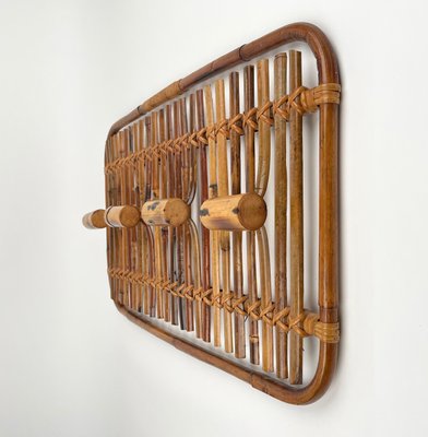 Mid-Century Modern Rattan & Bamboo Coat Rack Stand, Italy, 1960s-LYQ-1171323