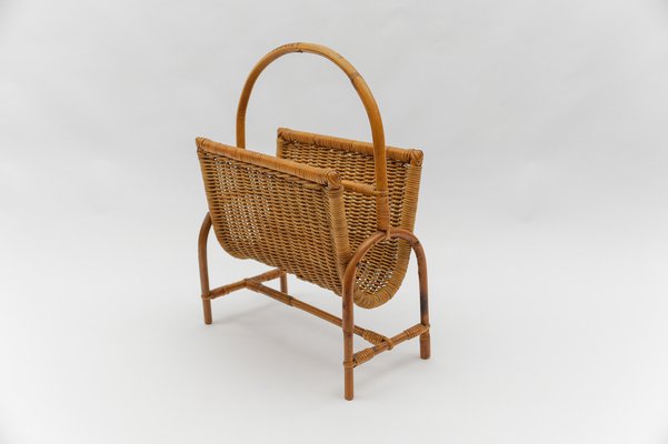 Mid-Century Modern Rattan Magazine Rack, Italy, 1960s-KQB-1816263