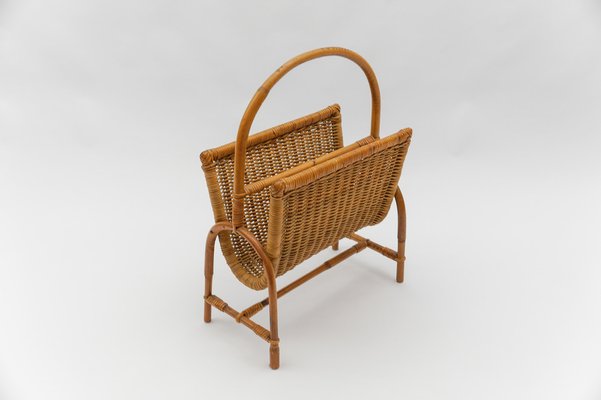 Mid-Century Modern Rattan Magazine Rack, Italy, 1960s-KQB-1816263