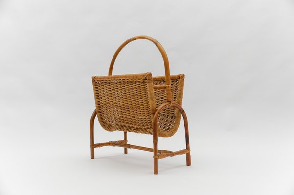 Mid-Century Modern Rattan Magazine Rack, Italy, 1960s-KQB-1816263