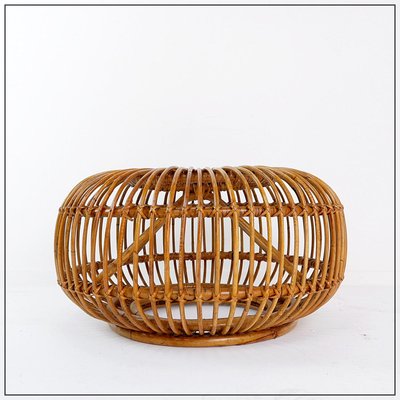 Mid-Century Modern Rattan Pouf in the style of Albini, 1960s-NYF-2018959