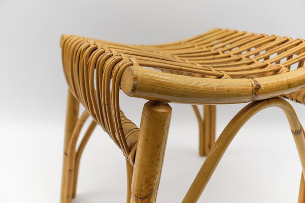 Mid-Century Modern Rattan Stool, Italy, 1950s-KQB-1750136