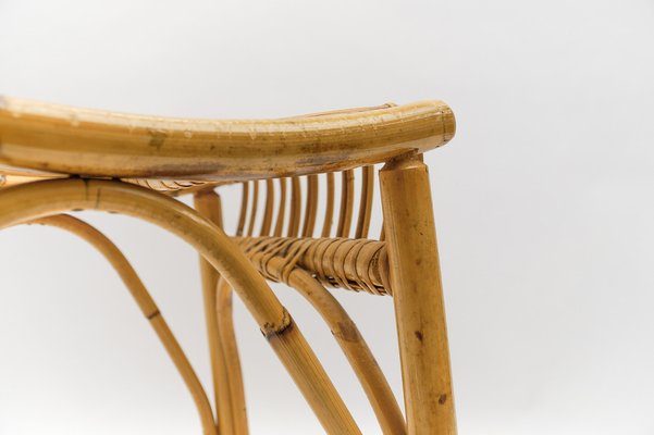 Mid-Century Modern Rattan Stool, Italy, 1950s-KQB-1750136