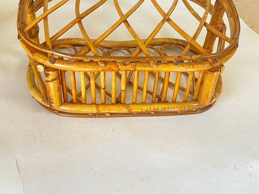 Mid-Century Modern Rattan Wicker Magazine Rack, Italy, 1960s-UR-1780816