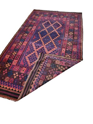 Mid-Century Modern Red and Blue Colors Kilim Rug-TCS-1397764