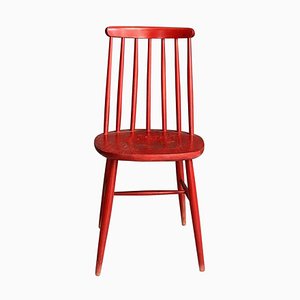 Mid-Century Modern Red Wooden Chair, Northern Europe, 1960s-GDD-1385098