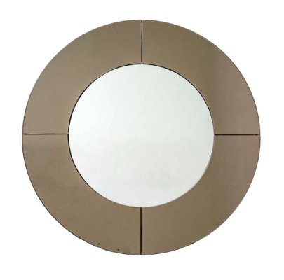 Mid-Century Modern Round Bronze Mirror, Italy, 1970s-FER-1429049