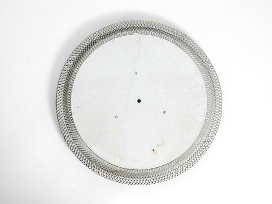 Mid-Century Modern Round Illuminated Wall Mirror with Expanded White Metal Frame-RR-975721