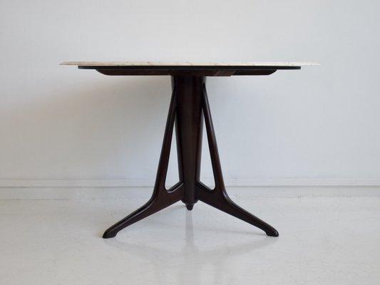 Mid-Century Modern Round Marble and Ebonized Wood Dining Table attributed to Ico Parisi, 1950s-ZYF-2033746