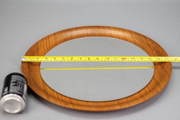 Mid-Century Modern Round Plywood Frame Wall Mirror, 1960s-KEG-1772939