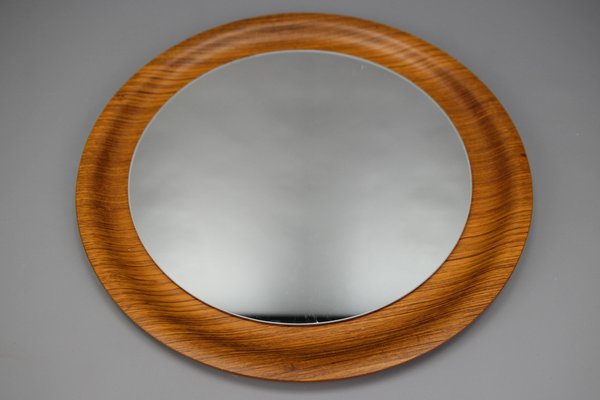 Mid-Century Modern Round Plywood Frame Wall Mirror, 1960s-KEG-1772939