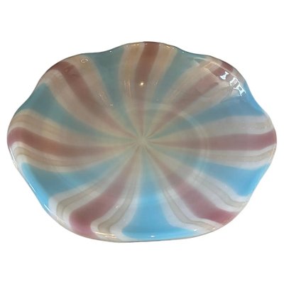 Mid-Century Modern Round Striped Murano Glass Bowl in the style of Paolo Venini, 1970s-NMK-1773679