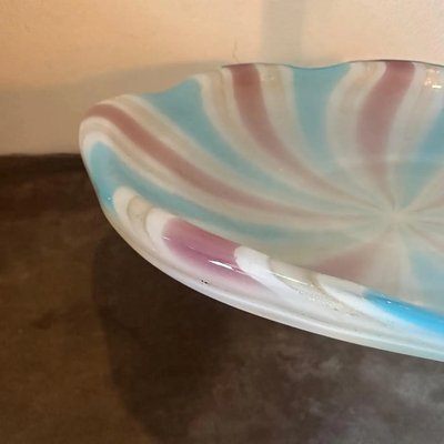 Mid-Century Modern Round Striped Murano Glass Bowl in the style of Paolo Venini, 1970s-NMK-1773679