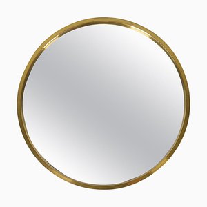 Mid-Century Modern Rounded Brass Mirror attributed to Glasmäster in Markaryd, Sweden, 1960s-UYK-1750815