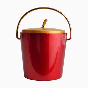 Mid-Century Modern Ruby Red and Gold Ice Bucket from Luxium, France, 1970s-RUK-1678618