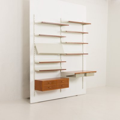 Mid-Century Modern Scandinavian Home Office Wall Unit in Metal and Teak from Gustavsberg, Sweden, 1970s-UE-2036256