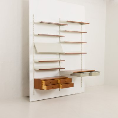 Mid-Century Modern Scandinavian Home Office Wall Unit in Metal and Teak from Gustavsberg, Sweden, 1970s-UE-2036256