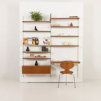 Mid-Century Modern Scandinavian Home Office Wall Unit in Metal and Teak from Gustavsberg, Sweden, 1970s-UE-2036256