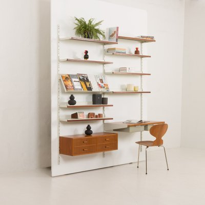 Mid-Century Modern Scandinavian Home Office Wall Unit in Metal and Teak from Gustavsberg, Sweden, 1970s-UE-2036256