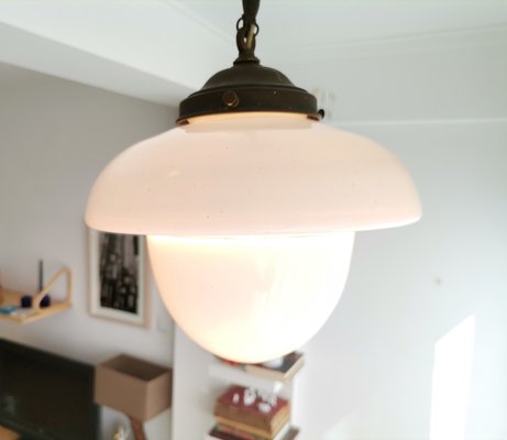 Mid-Century Modern Scandinavian Opal Glass Pendant Lamp, 1950s-SCS-1001766