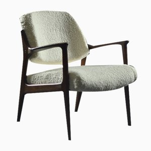 Mid-Century Modern Scandinavian Teak White Armchair Domus by Inge Andersson for Bröderna Andersson, 1960s-ZAA-1741469