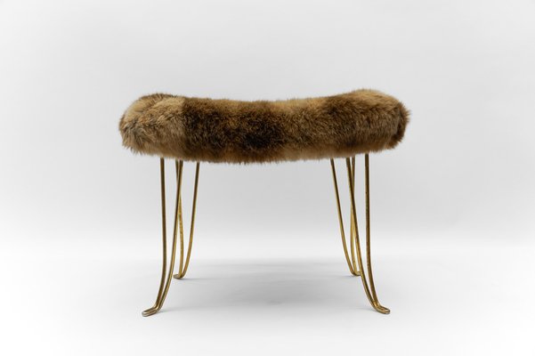 Mid-Century Modern Sheep Brass Stool, 1960s-KQB-1750264