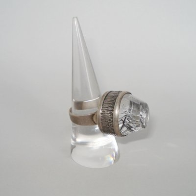 Mid-Century Modern Silver and Rock Crystal Ring by Bengt Hallberg, Sweden, 1969-YGE-688872