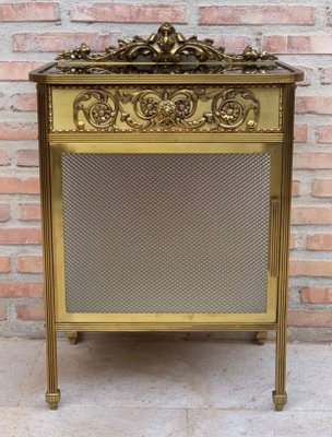 Mid-Century Modern Single Bronze Vitrine Nightstand with Glass Door and Drawer, 1930s-NOU-699347