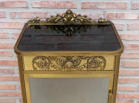 Mid-Century Modern Single Bronze Vitrine Nightstand with Glass Door and Drawer, 1930s-NOU-699347