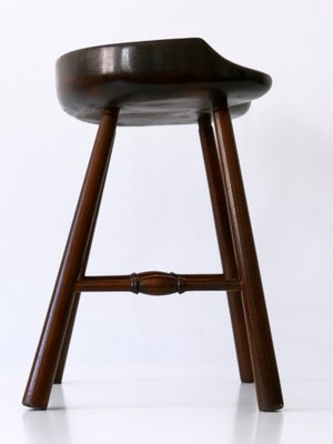 Mid-Century Modern Solid Wood Stool, Germany, 1950s-WPT-1360255