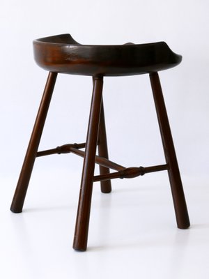 Mid-Century Modern Solid Wood Stool, Germany, 1950s-WPT-1360255