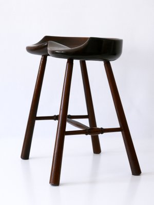 Mid-Century Modern Solid Wood Stool, Germany, 1950s-WPT-1360255