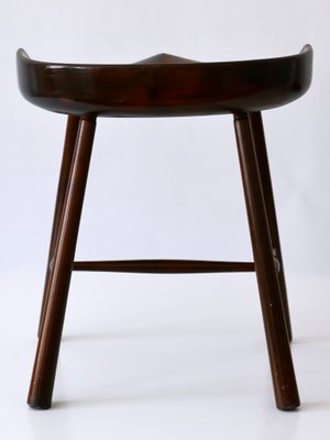 Mid-Century Modern Solid Wood Stool, Germany, 1950s-WPT-1360255