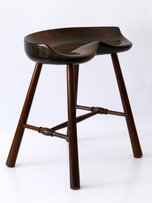 Mid-Century Modern Solid Wood Stool, Germany, 1950s-WPT-1360255