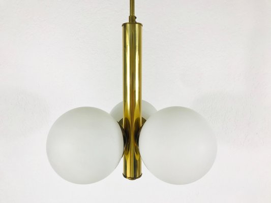 Mid-Century Modern Space Age Golden 3-Arm Chandelier from Kaiser Leuchten, 1960s-PUK-617832