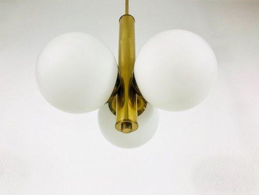 Mid-Century Modern Space Age Golden 3-Arm Chandelier from Kaiser Leuchten, 1960s-PUK-617832