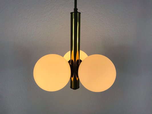 Mid-Century Modern Space Age Golden 3-Arm Chandelier from Kaiser Leuchten, 1960s-PUK-617832