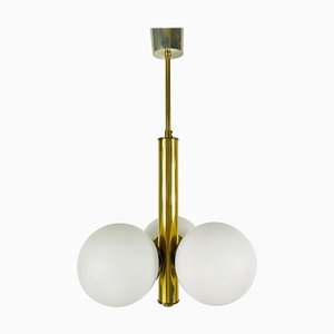 Mid-Century Modern Space Age Golden 3-Arm Chandelier from Kaiser Leuchten, 1960s-PUK-617832