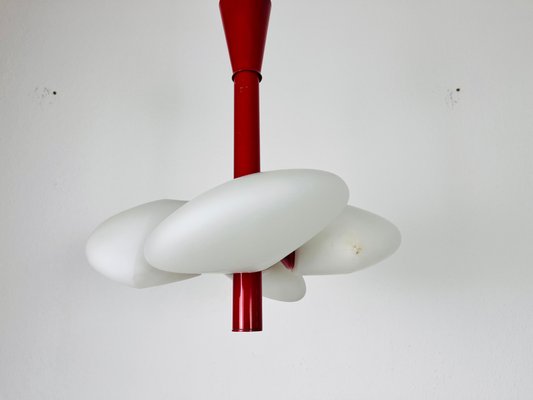 Mid-Century Modern Space Age Red Kaiser Chandelier from Kaiser Idell / Kaiser Leuchten, Germany, 1960s-PUK-1450269