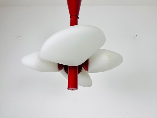 Mid-Century Modern Space Age Red Kaiser Chandelier from Kaiser Idell / Kaiser Leuchten, Germany, 1960s-PUK-1450269