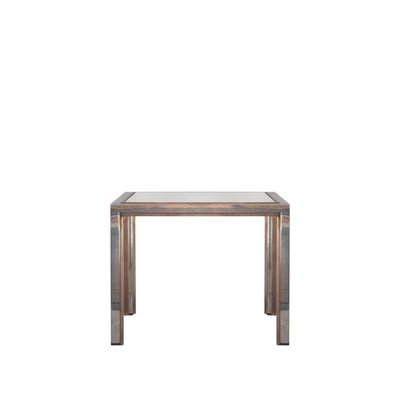 Mid-Century Modern Square Steel & Brass Side Table, France, 1970-UZ-863047