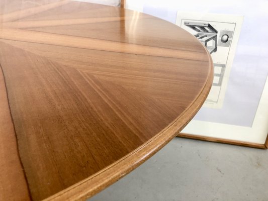 Mid-Century Modern Starburst Round Living Room Table in Walnut & Chrome, Germany, 1960s-PBW-1821280