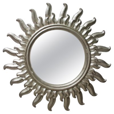 Mid-Century Modern Sun Mirror in Silver Bath Wood, 1960-UZ-1223958