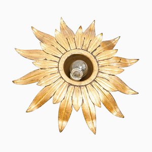 Mid-Century Modern Sunburst Brass Pendant Lamp, 1960s-WM-1058452