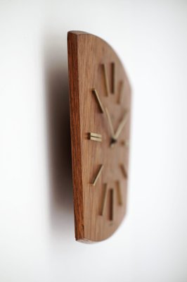 Mid-Century Modern Teak and Brass Wall Clock by Elexacta Schatz, Germany, 1960s-KQB-1417057